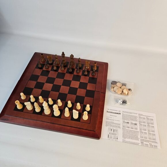 Wooden Travel Chess, Checkers & Backgammon Game - Picture 1 of 8